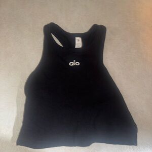 ALO Yoga Black Sleeveless Fitted Crop Tank Top